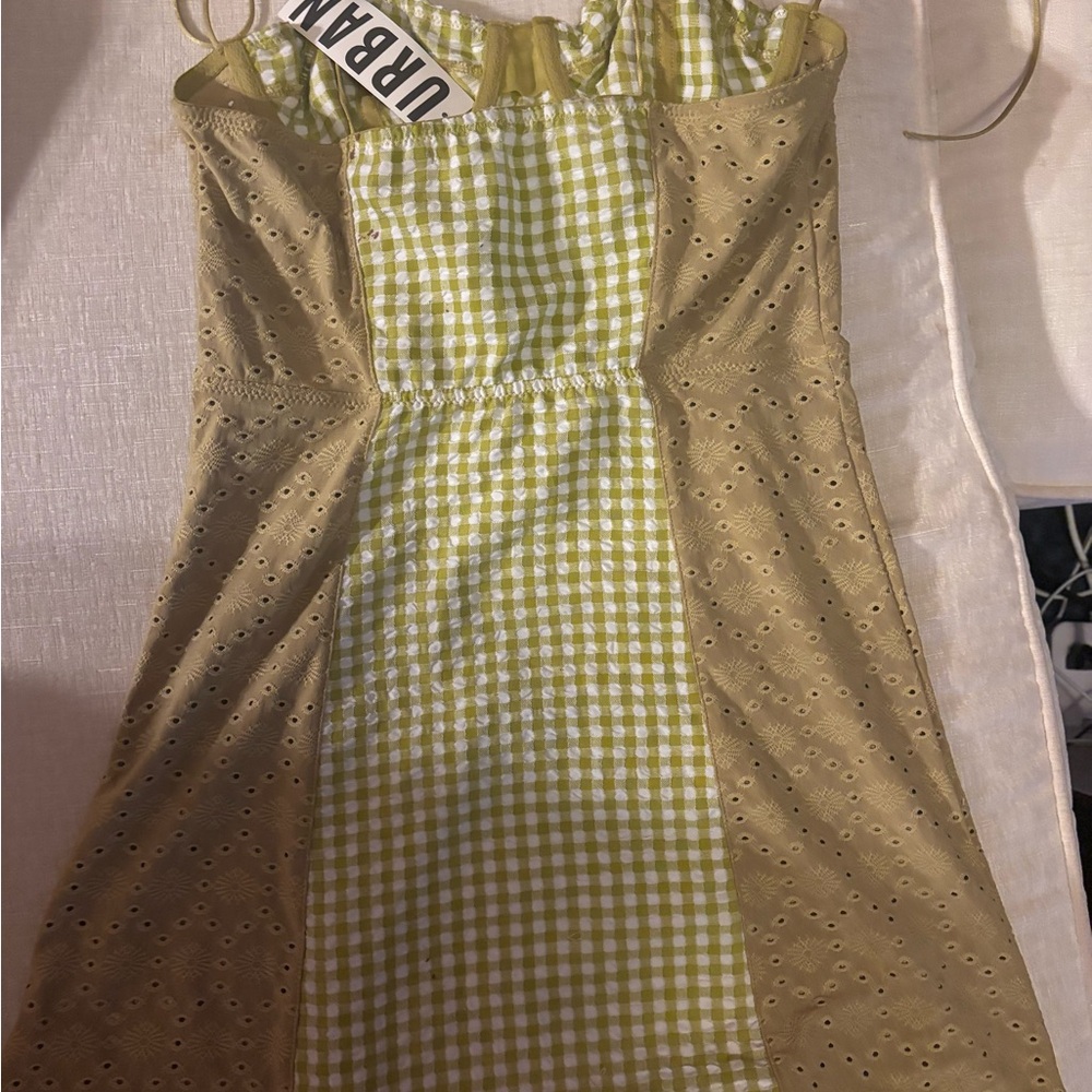 Urban Outfitters Olive and Beige Gingham Dress
